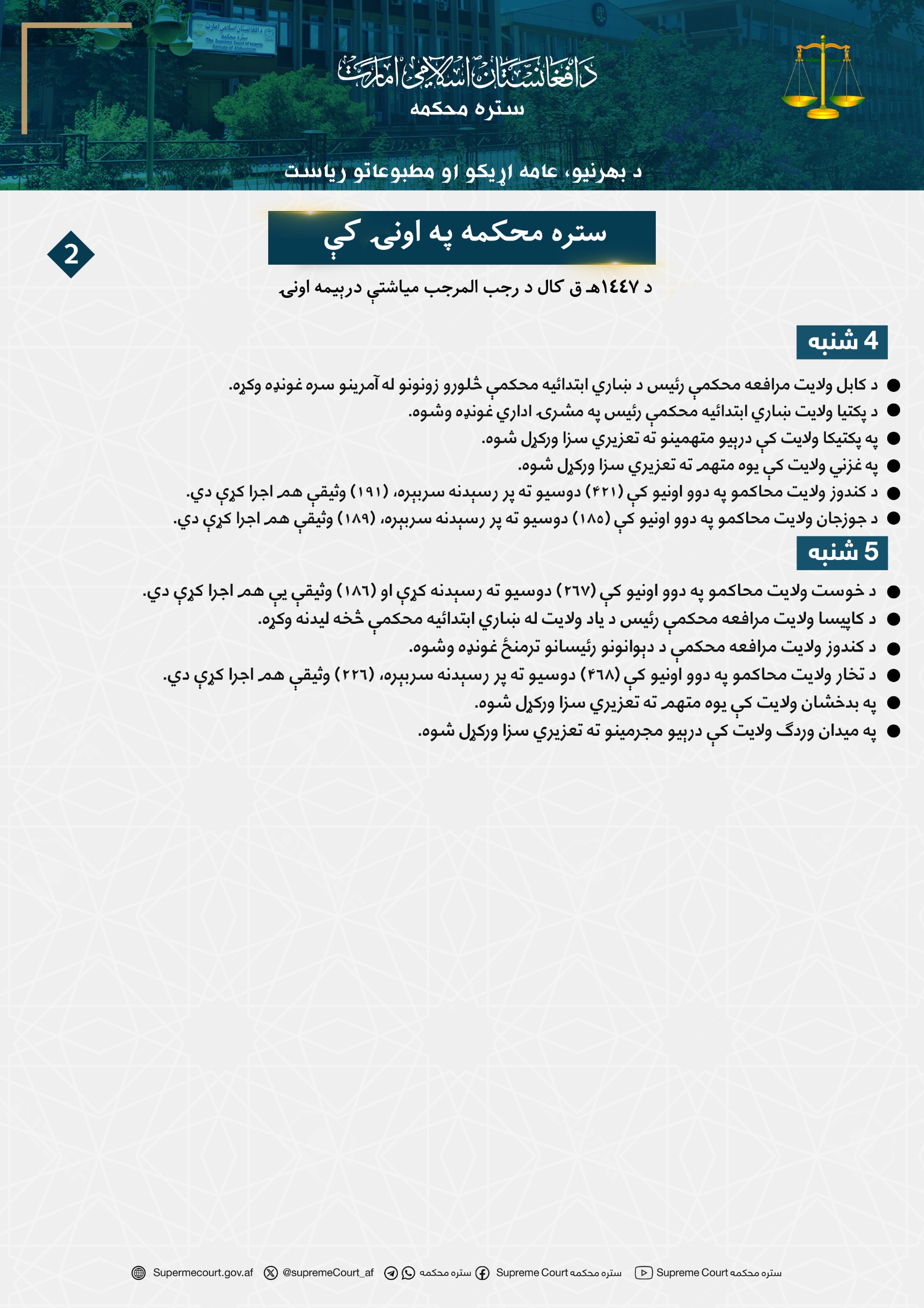 ستره محکمه په اونۍ کې