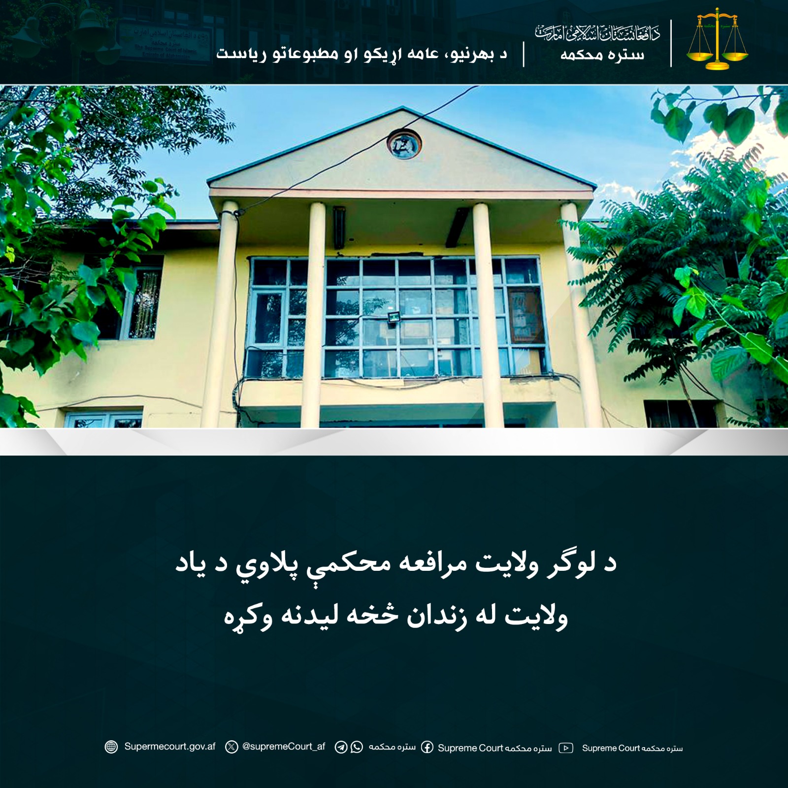 د لوګر ولايت مرافعه محکمې پلاوي د یاد ولايت له زندان څخه ليدنه وکړه